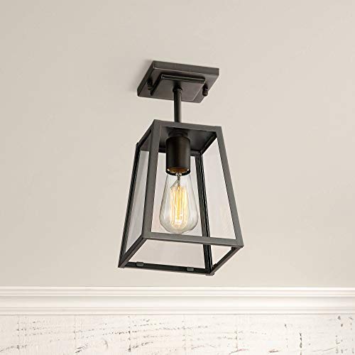 Arrington Modern Outdoor Ceiling Light Fixture Mystic Black 6″ Clear Glass Damp Rated for Exterior House Porch Patio Deck – John Timberland