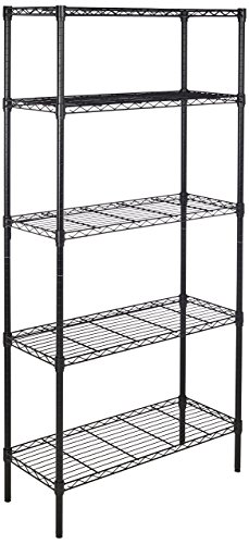 AmazonBasics 5-Shelf Shelving Storage Unit, Metal Organizer Wire Rack, Black