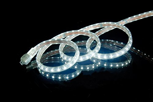 CBConcept UL Listed, 10 Feet,Super Bright 2700 Lumen, 6000K Pure White, Dimmable, 110-120V AC Flexible Flat LED Strip Rope Light, 180 Units 5050 SMD LEDs, Indoor Outdoor Use, Ready to use