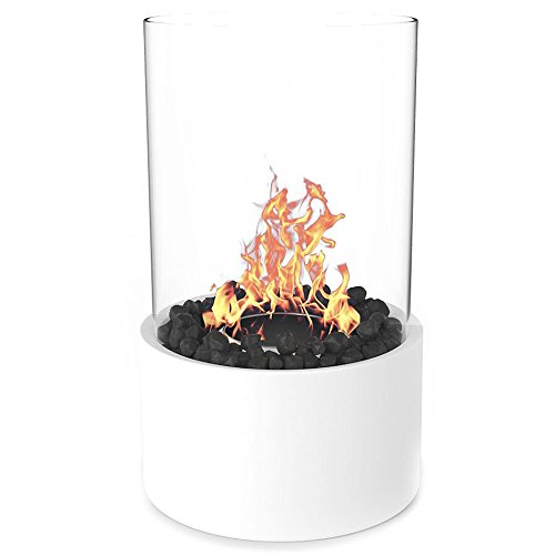 Regal Flame Eden Ventless Indoor Outdoor Fire Pit Tabletop Portable Fire Bowl Pot Bio Ethanol Fireplace in White – Realistic Clean Burning like Gel Fireplaces, or Propane Firepits