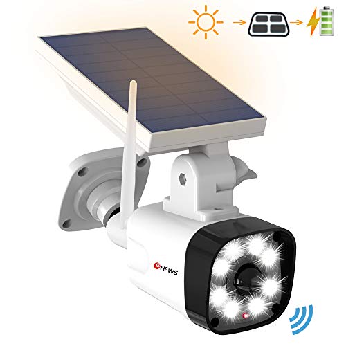 Solar Motion Sensor Light Outdoor – 800Lumens 8 LED 5W(110W Equiv.) Solar-Powered Flood Light for Porch Garden Driveway Pathway, HFWS-S1-W