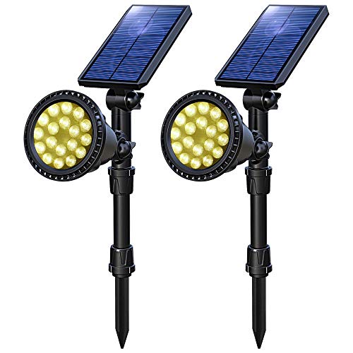 OSORD Solar Lights Outdoor, Upgraded Waterproof 18 LED Solar Landscape Lights Solar Spotlight Yard Night Light Auto On/Off Landscape Lighting for Garden Wall Pathway Driveway Pool, 2 Pack (Warm White)