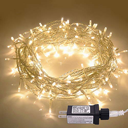 JMEXSUSS 100LED 49.2ft Indoor String Light Christmas Lights Fairy String Lights 30V 8 Modes for Homes, Christmas Tree, Wedding Party, Room, Indoor Wall Decoration, UL588 Approved (100LED, Warm White)