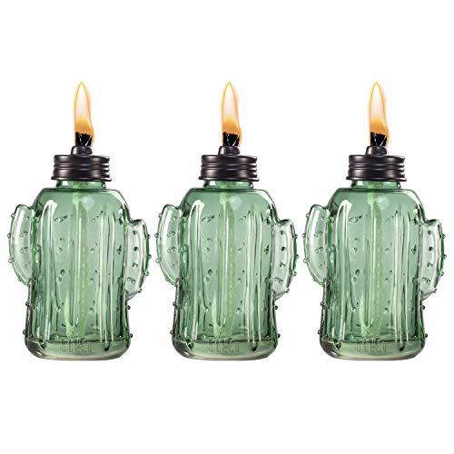 TIKI Brand 6.25″ Glass Tabletop Torch Cactus (Set of 3)