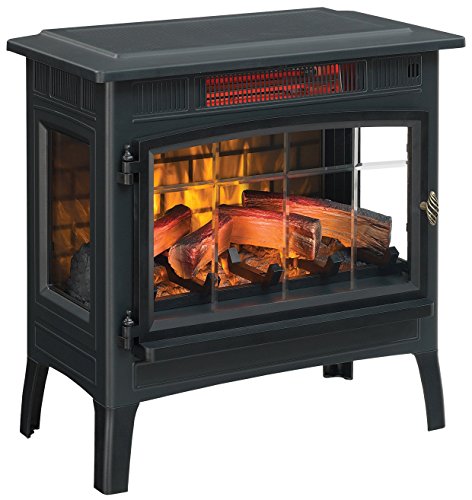Duraflame Electric Infrared Quartz Fireplace Stove with 3D Flame Effect, Black,