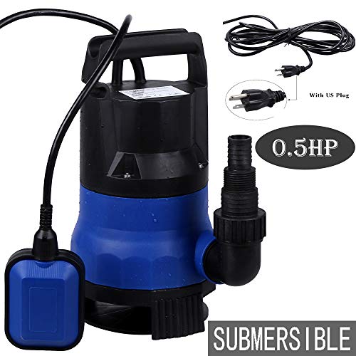 1/2HP Submersible Pump Portable with Float Switch Garden Pool Swimming Pool Transfer Pump (110V / 60Hz)