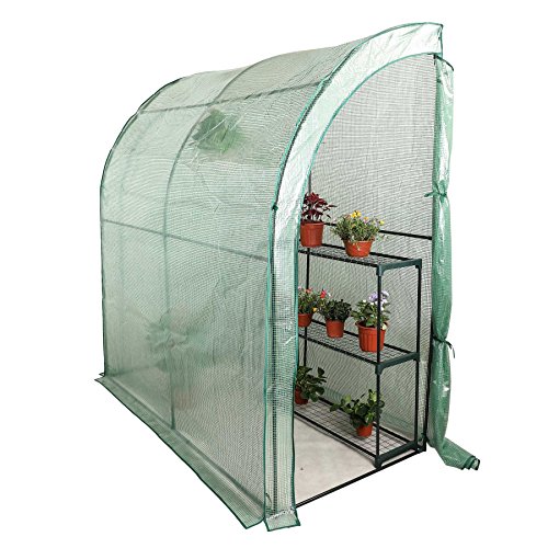 CO-Z Lean-to Greenhouse, Portable Walk in Green House with PE Cover, Waterproof Hot House UV Protected Walking Plant Green House, 3.3 x 6.6 x 7.0 Feet.