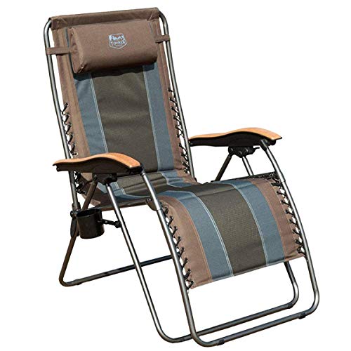 Timber Ridge Zero Gravity Locking Patio Outdoor Lounger Chair Oversize XL Padded Adjustable Recliner with Headrest Support 350lbs, Earth