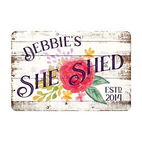 popeven She Shed Personalized Metal Room Sign Wall Art Decor Aluminum Sign 10 x 14 inches