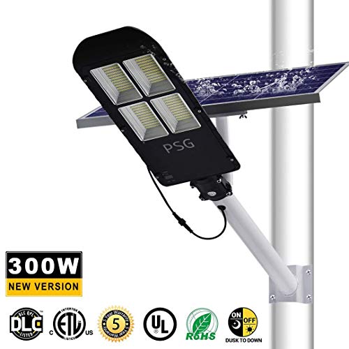 300W Solar Street Lights Outdoor Lamp, 480 LEDs 12000 Lumens, with Remote Control，Light Control, Dusk to Dawn Security Led Flood Light for Yard, Garden, Street, Basketball Court