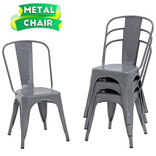 Dining Chairs Set of 4 Indoor Outdoor Chairs Patio Chairs Furniture Kitchen Metal Chairs 18 Inch Seat Height 330LBS Weight Capacity Restaurant Chair Stackable Chair Tolix Side Bar Chairs