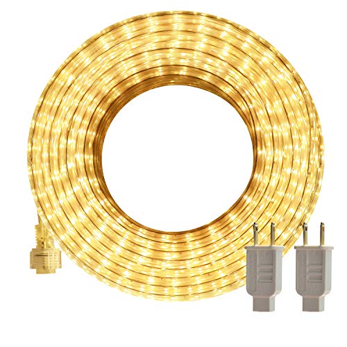 LED Rope Lights, 50ft Flat Flexible Light Strip, 3000K Warm White, Water Resistant for Both Indoor/Outdoor Use, Inter-Connectable, UL Certified, Decorative Lighting for Any Location.