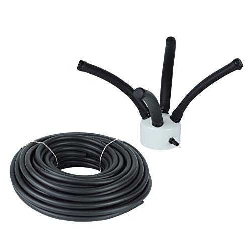 Rootscape Pond Aeration Kit: Sinking Pond Aerator Bubbler Air Diffuser and Sinking Hose 3/8-Inch x 50-Foot Roll Black Self-Weighted Airline Tubing for Filtration Algae Control