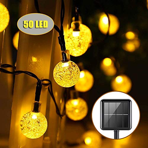 Upoom Garden Solar Lights, 50 LED Outdoor String Lights Garden Crystal Ball Decorative Lights 24Ft Waterproof Indoor Outdoor Fairy Lights for Garden, Patio, Yard, Christmas