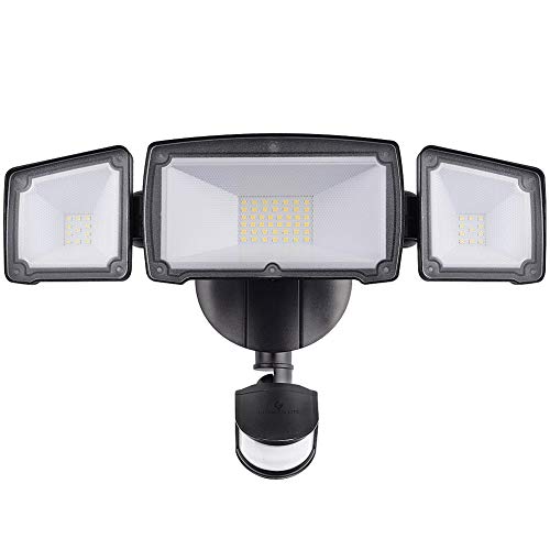GLORIOUS-LITE 39W LED Security Lights Motion Outdoor Motion Sensor Light Outdoor 3500LM, IP65 Waterproof Motion Lights Outdoor, 5500K 3 Head Motion Sensor Flood Light Exterior Security for Yard