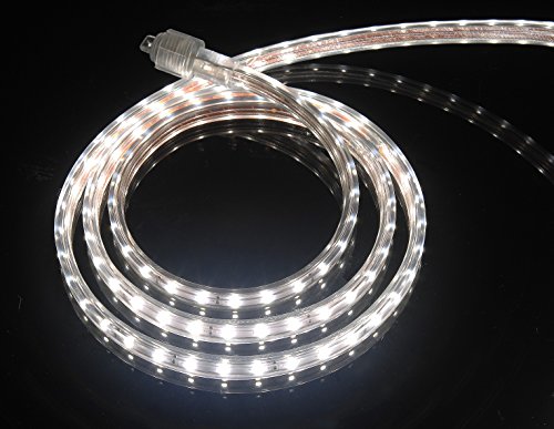 CBConcept UL Listed, 100 Feet, 10100 Lumen, 4000K Soft White, Dimmable, 120V AC Flexible Flat LED Strip Rope Light, 1830 Units 3528 SMD LEDs, Indoor Outdoor Use, Accessories Included, Ready to use