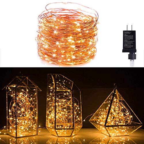 100Ft 300 LED Fairy Lights Waterproof Starry Firefly String Lights Plug in on a Flexible Copper Wire Perfect for Home Christmas Party DIY Wedding Bedroom Indoor Party Decorations, Warm White