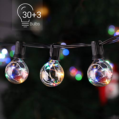 Novtech LED Globe String Lights Colored G40 Outdoor String Lights – 39FT 30Bulbs Waterproof Patio String Lights – Indoor Outdoor Decorative String Lights for Backyard Bistro Porch Garden Cafe Party