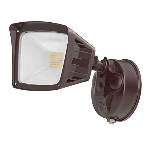 JJC Security Lights Outdoor Flood Light LED Dusk to Dawn Photocell Sensor Waterproof 28W(250W Equiv.)5000K-Daylight 3400LM DLC Certified&ETL-Listed