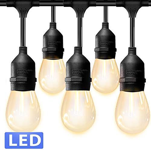 Amico LED Outdoor String Lights – Weatherproof Vintage Dimmable Edison Plastic Bulbs – Commercial Grade Patio Café Porch Market Backyard Hanging Lights