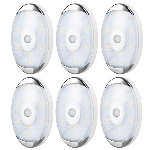 LED Puck Light, Motion Sensor LED Lights Battery Operated with 120° Detection Angle, Soft Lighting, Under Cabinet Lighting for Kitchen, Stairs, Garage, 4000K Warm White, 6 Packs
