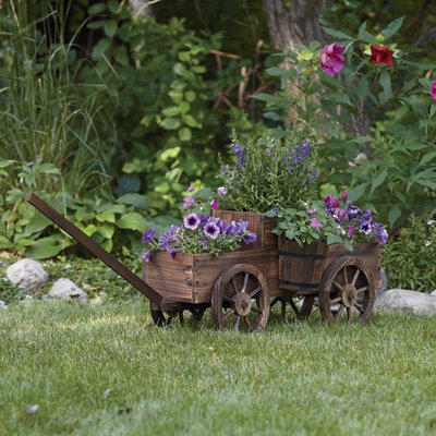 Stonegate Designs 2-Tiered Wooden Wagon Planter – Model Number T-15N354MB