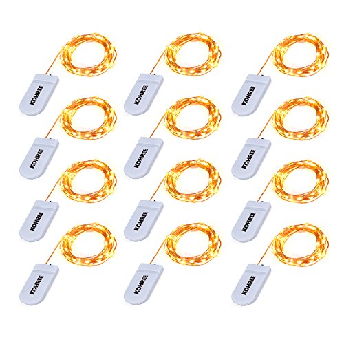 String Lights, Kohree 12 Pack Micro 30 LEDs Super Bright Copper Wire Lights Battery Operated on 5 Ft Long Decor Rope Lights For Holiday, Wedding,Home,Party Decoration