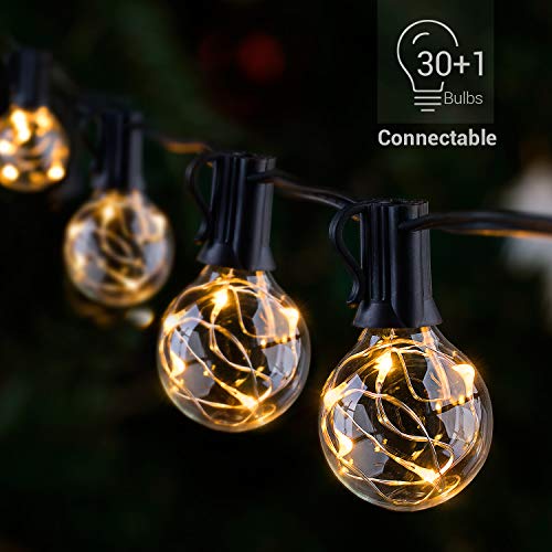 Novtech LED Outdoor String Lights Waterproof Patio String Lights – 32FT 30Bulbs G40 Globe String Lights Outdoor Decorative String Lights for Backyard Pergola Party Bistro Porch Cafe – Connectable