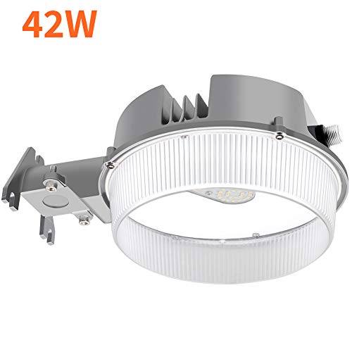 CINOTON LED Barn Light 42W, 5000K Daylight Dusk to Dawn LED Outdoor Lighting with Photocell, 4950lm LED Security Area Light, Replace Up to 175MH, Yard Light for Farm/Garage/Sidewalk