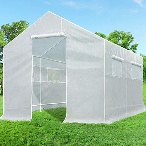 Quictent 10x9x8 ft Portable Tunnel Greenhouse for Outdoors 2 Doors Large Walk-in Garden Plant Greenhouse with 12 Stakes