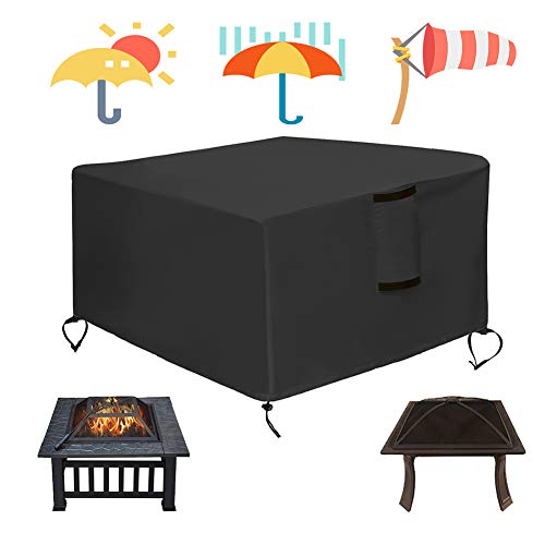 Kasla Fire Pit Cover Square 44″x44″ – Waterproof Heavy Duty Patio Firepit Table Cover, Water Wind and UV Resistant