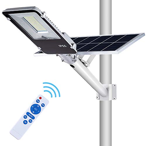 100W Solar Street Flood Lights，APONUO Outdoor Street Light 5000 Lumens Solar Powered Flood Lamp with Remote Control High Brightness Dusk to Dawn for Yard, Driveway, Swimming Pool, Basketball Court, St