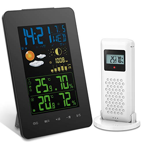 Oritronic Indoor Outdoor Thermometer, Digital Weather Station with Color LCD Screen Temperature and Humidity Monitoring for Home