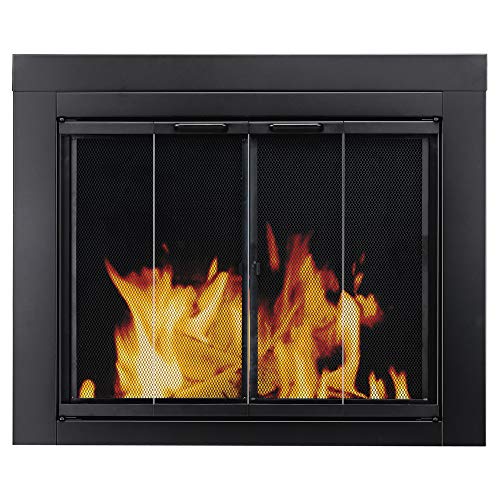 Pleasant Hearth AT-1001 Ascot Fireplace Glass Door, Black, Medium