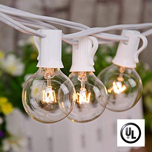 Afirst Outdoor String Lights 25Ft Patio String Lights with 25 Edison Bulbs UL Listed Incandescent String Lights Garden/Backyard Party/Wedding Indoor String Lights-White Cord