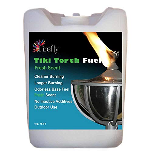 Firefly Bulk Fresh Eucalyptus Scent Tiki Torch Fuel – Significantly Longer Burn – Odorless – Less Smoke – Gold Standard – 5 Gallons