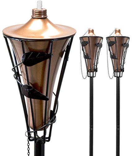 Matney Outdoor Metal Patio Torches – Use for Deck, Patio, Back Yard, Out Door parties, Wedding – Includes Fiberglass Wick and Snuffer Cap (60 Inch, 2 Pack)