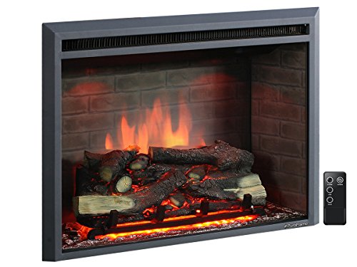 PuraFlame 30 Inches Western Electric Fireplace Insert with Remote Control, 750/1500W, Black