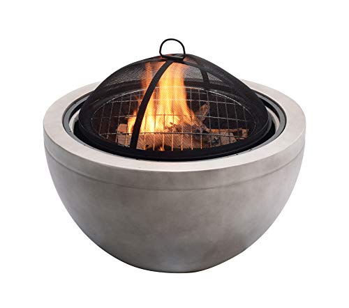 Peaktop HR30180AA Wood Burning Fire Pit Outdoor Garden Round, 30 Inches, Gray