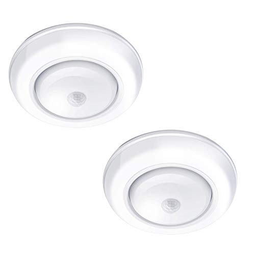 Motion Sensor Ceiling Light Battery Operated TOOWELL Wireless Motion Sensing Activated LED Light White 180 Lumen Indoor for Entrance Stairs Hallway Basement Garage Bathroom Cabinet Closet 2 Pack