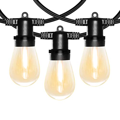 Banord 51FT Outdoor Shatterproof LED String Lights, Waterproof 17 Hanging Sockets with 18 x Dimmable S14 LED Bulb Garden Light String, Waterproof Vintage Patio Lights for Wedding Party