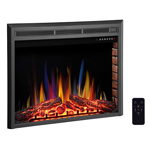 R.W.FLAME 39″ Electric Fireplace Insert,Freestanding & Recessed Electric Stove Heater,Touch Screen,Remote Control,750W-1500W with Timer & Colorful Flame Option
