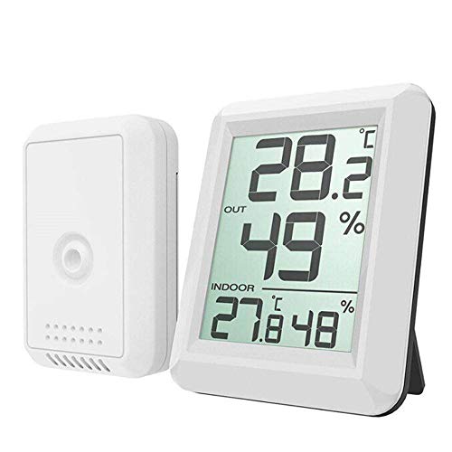 Weather Thermometer Indoor Outdoor, MeiLiio Digital LCD Wireless Weather Thermometer Hygrometer Station Indoor Outdoor Monitor with Transmitter for Home and Office