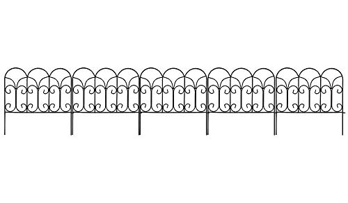 Amagabeli Decorative Garden Fence 18in x 7.5ft Coated Metal Outdoor Rustproof Landscape Wrought Iron Wire Border Fencing Folding Patio Fences Flower Bed Barrier Section Panel Decor Picket Edging Black