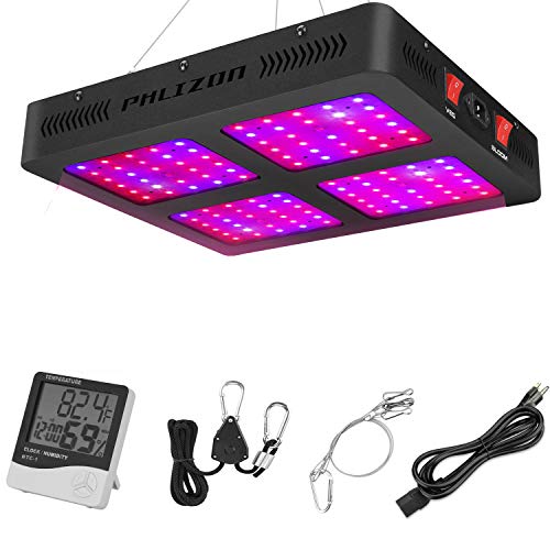 Phlizon 1200W Double Switch Series Plant LED Grow Light for Indoor Plants Greenhouse Lamp Full Spectrum Growing LED Light for Veg Bloom with Thermometer Adjustable Rope(Actual Power 250watt)