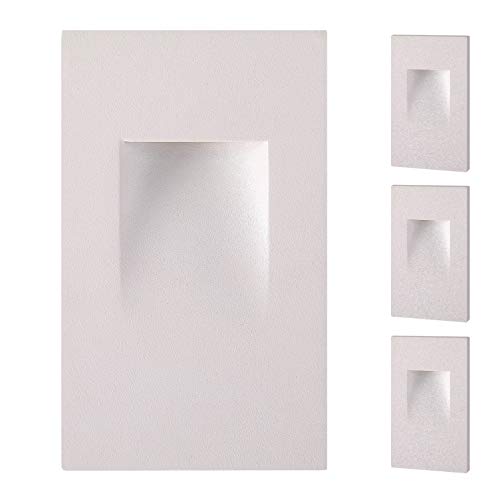 OSTWIN LED Step Light (4-Pack) Indoor/Outdoor Stair Light Fixture, Vertical Stairway Light, Dimmable, White Finish, 3 Watt, 5000 K (Day Light) 70 LM, ETL Listed