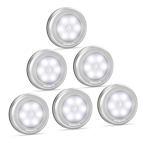 LED Motion Sensor Light Battery Operated, Closet Lights, Stick on Light for Closet, Hallway, Stair, Step, Cabinet, Kitchen, Garage, Bathroom, Wireless Wall Lamp for Home Indoor (6 Pack White Light)