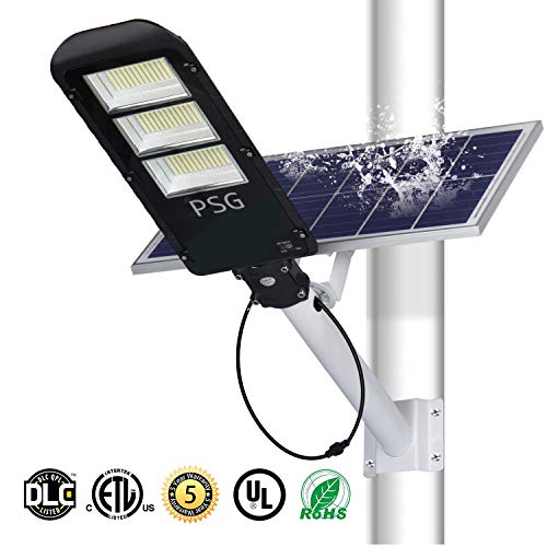 180W Solar Street Lights Outdoor Lamp, 360 LEDs 10000 Lumens with Remote Control，Light Control, Dusk to Dawn Security Led Flood Light for Yard, Garden, Street, Basketball Court