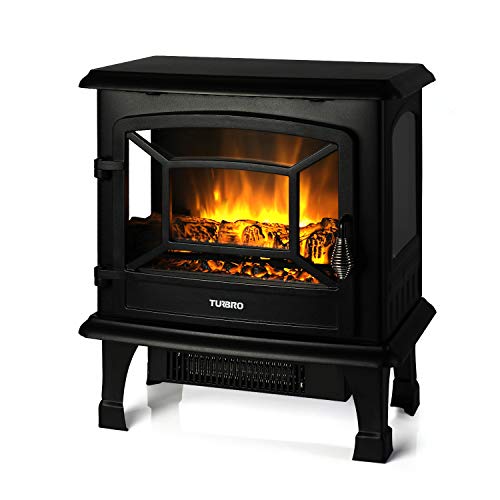 TURBRO Suburbs TS20 Electric Fireplace Heater, Freestanding Fireplace Stove with Realistic Dancing Flame Effect – CSA Certified – Overheating Safety Protection – Easy to Assemble – 20″ 1400W Black