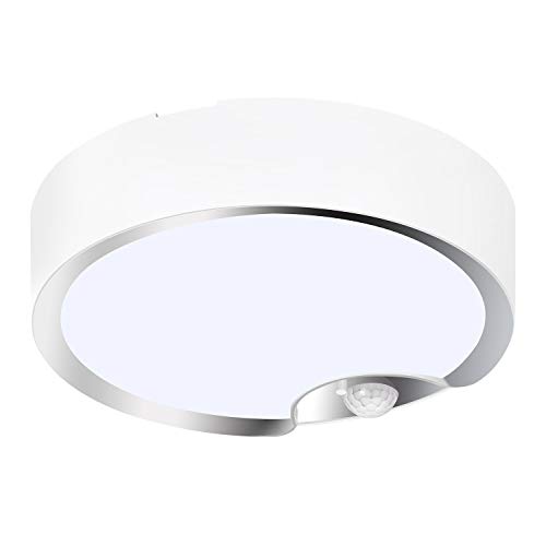 TOOWELL Motion Sensor Ceiling Light Battery Operated Indoor/Outdoor LED Ceiling Lights for Hallway Laundry Stairs Garage Bathroom 300LM White Photocell Sensor ON/Off Upgrade